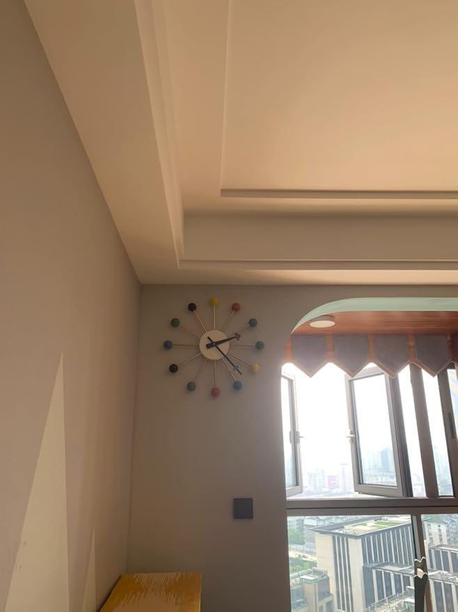 SHISEDECO Mid Century Quartz Wall Ball Clock Multicolor Large Size, Decorative Modern Silent Creative Fashion Hanging Decoration for Home, Kitchen, Living Room, Office, Bedroom etc.