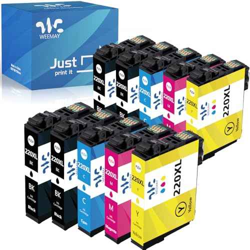 Weemay 220XL Remanufactured Ink Cartridges Replacement for Epson 220XL Ink Cartridges Works with Workforce WF-2750 WF-2760 WF-2630 WF-2650 WF2660 XP-320 XP-420 (4 Black 2 Cyan 2 Magenta 2 Yellow)