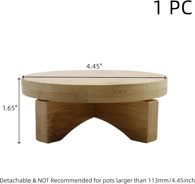 Oedema 4.45-inch Solid Wood Mini Plant Stand Short Flower Stand Round Plant Riser for Small Items, Flower Pot, Small Plant, Gift, Tabletop Decor, Office