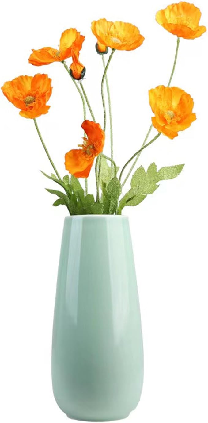 Green Vase,Small Green Ceramic Vase,Simple Sage Green Vase,Mint Green Flower Vases for Home Decor,Perfect for Shelf,Table,Bookshelf,Mantel and Entryway