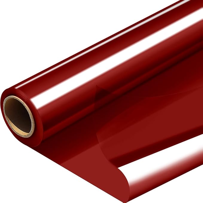 PerkHomy Colored Cellophane Wrap Roll 16" x 100' 3 Mil Thick Cellophane For Gift Basket Treats Goodie Wrapping Craft Flower Bouquet Plastic (Red, 100ft (16in Width))