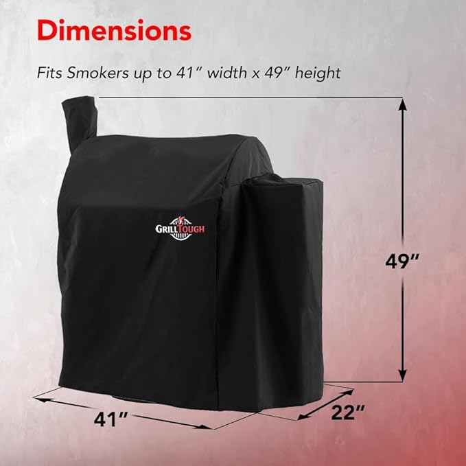 GrillTough Heavy Duty Smoker Cover for Outdoor Grill – Fits Popular Smoker Brands & Pro 575 Series Grills – Waterproof, Weather Resistant, UV & Fade Resistant with Adjustable Straps – Black