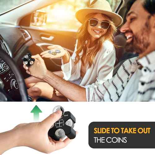 Vcertcpl Car Coin Holder - Silicone Change Organizer for 55 Coins, Portable Storage for Penny, Nickel, Dime and Quarter (Black)