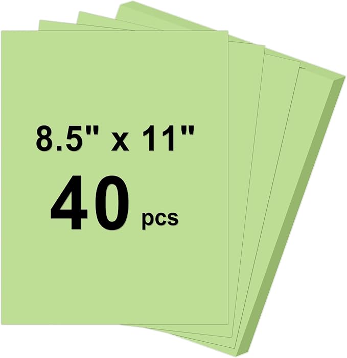 40 Sheets Cardstock 8.5x11, 65lb Light Green Card Stock, Construction Paper, 180gsm Thick Printer Paper for Printing, Painting, Card Making, Kids School Supplies,Party Decorations