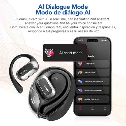 ERAZER X5 AI Language Translation Earbuds Real Time 135 Language Translator Earbuds 4-in-1 Translation Headphones Translating Device Fit iOS & Android Open Ear Ear buds for Travel Business Learning