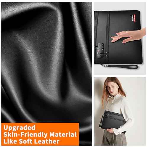 Noiposi 6400¢µ Fireproof Document Bag with Lock,Dual-Zip Compartments Fireproof Money Bag for Cash and Documents,12 Layers Heat Insulated Fireproof Bag with Zipper,Protects Important Papers,Valuables