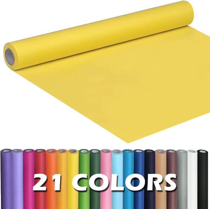 PerkHomy Lemon Yellow Kraft Paper Roll 17.5" x 960" (80') for Gift Wrapping Bouquet Flower Art Painting Craft Writing Packaging Shipping 80GSM 55LB (Lemon Yellow, 17.5" x 80')