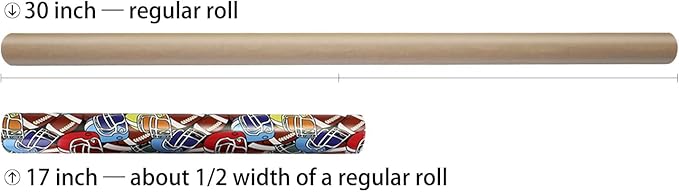 LDGOOAEL Mini Short Birthday Wrapping Paper Roll - Reversible Design (17 inches X 32.8 feet) - Football Patterns for Kids, Boys
