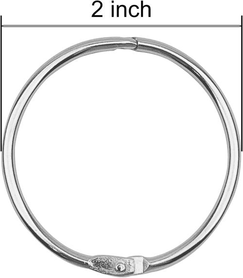 KTOJOY 2-Inch Loose Leaf Binder Book Rings - Metal Nickel Plated for Keys & Index Cards | 15 Pack, Silver