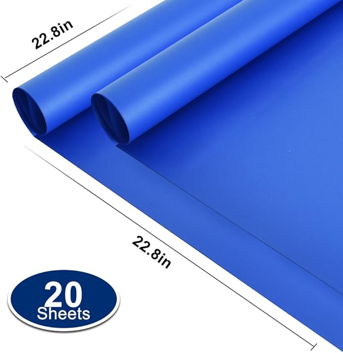 BEISHIDA 20 PCS Royal Blue Floral Wrapping Paper-Matte Waterproof Flower Wrapping Paper Bouquet for Florist Supplies, DIY Crafts, Gift Packaging, Wedding, Birthday Gift