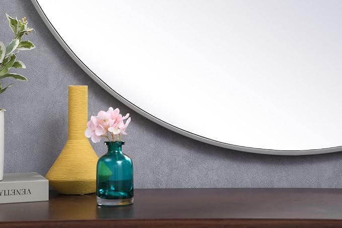 Elegant Decor Eternity 45" Round Mid Century Metal Frame Mirror in Black
