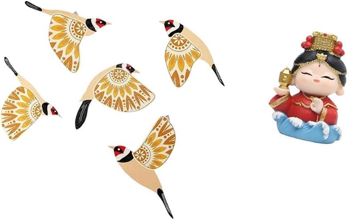 Fenteer Wooden Bird Wall Art Decorative Ornament Wall Decor Resin Material Smooth Texture Suitable for Living Room Bedroom Kitchen Study Dining Area Cafe Book