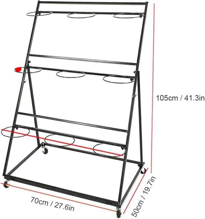 Decorative Flower Display Stand with Buckets for Cut Flowers, Heavy Duty Rolling Plant Stand on Wheels, Indoor Outdoor Flower Cart Ladder Shelf for Florist, Garden, Patio (3 Tier 9 White Bucket)