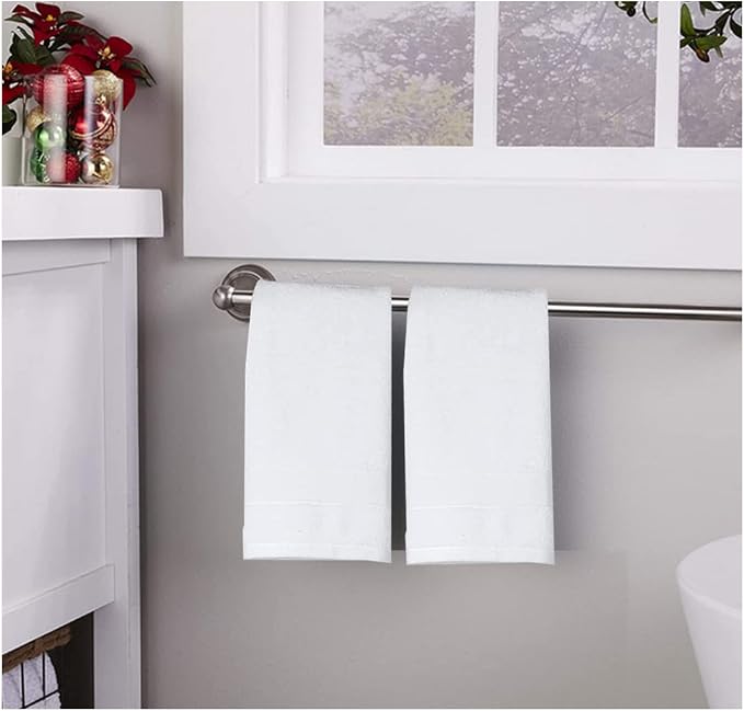 RUIBOLU Hand Towels for Bathroom - Cotton Ultra Soft Highly Absorbent Hand Towel 2 Set, Size 14" x 30" Home Bathroom Hand Towels for Bath, Hand, Face, Gym Towel (White)