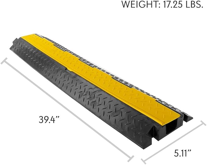 Pyle Durable Cable Protective Ramp Cover - Supports 11000 lbs, Single Channel Heavy Duty Cord Protection with Flip-Open Top Cover, 39.4”x5.11”x1.8” Cable Concealer for Indoor, Outdoor Use - PCBLCO102