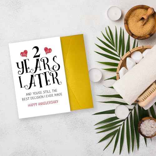 Romantic 2 Years Anniversary Card for Husband Wife, Sweet 2nd Wedding Anniversary Presents, Idea Two Years Wedding Card Gift for Him Her, 2nd Wedding Anniversary Card For Women Men