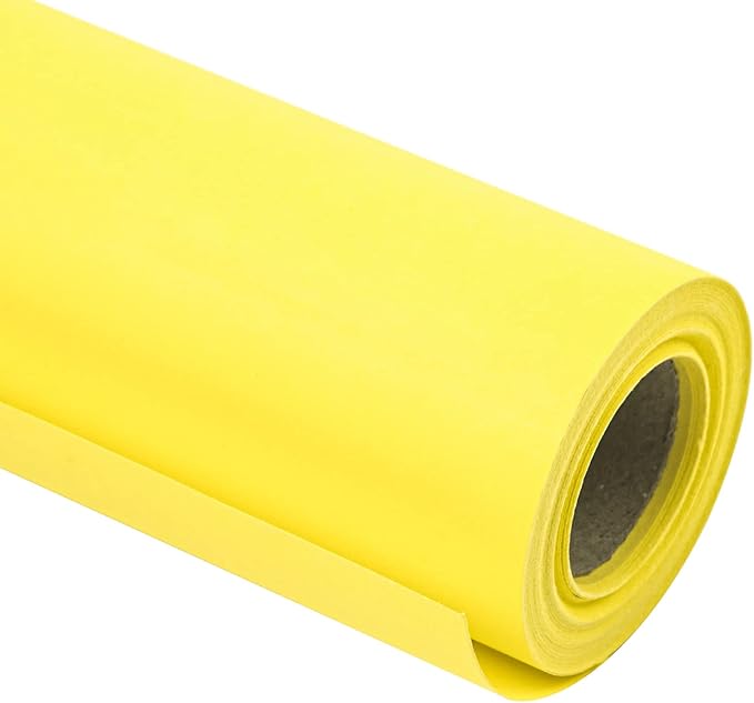RUSPEPA 30"x 393"(32.8') Yellow Kraft Wrapping Paper Large Jumbo Roll, Recyclable Gift Wrap Paper for Birthday Gift Wrapping, Table Cover, Art & Craft Supplies, Easter Bouquet Flower, Shipping, 80GSM