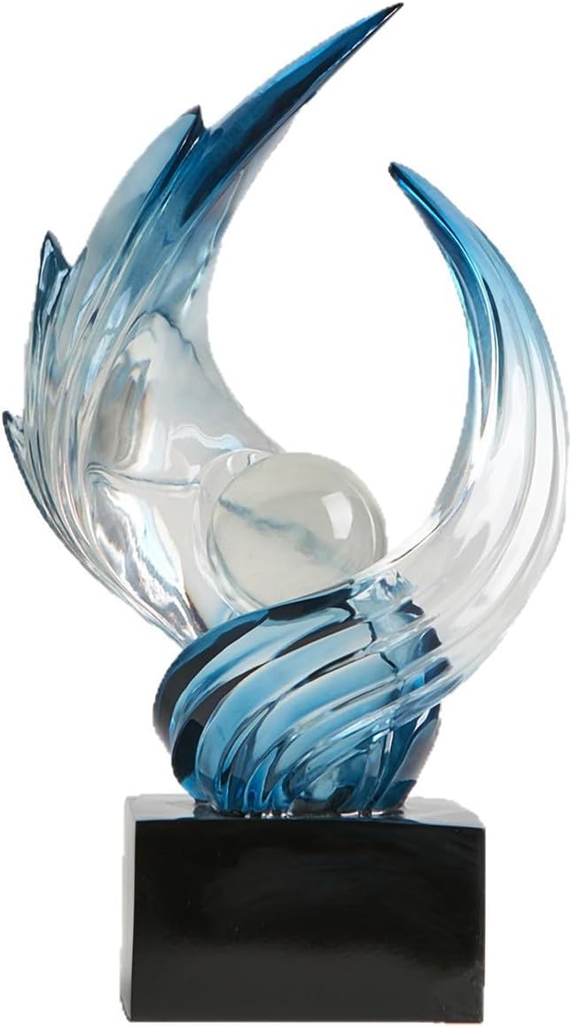 Abstract Art Sculpture, Resin Gold Decorative Statue, Modern White Ornaments for Living Room, Decorativas Modernas for Coffee Table, Entryway & Office Collectibles (Blue)