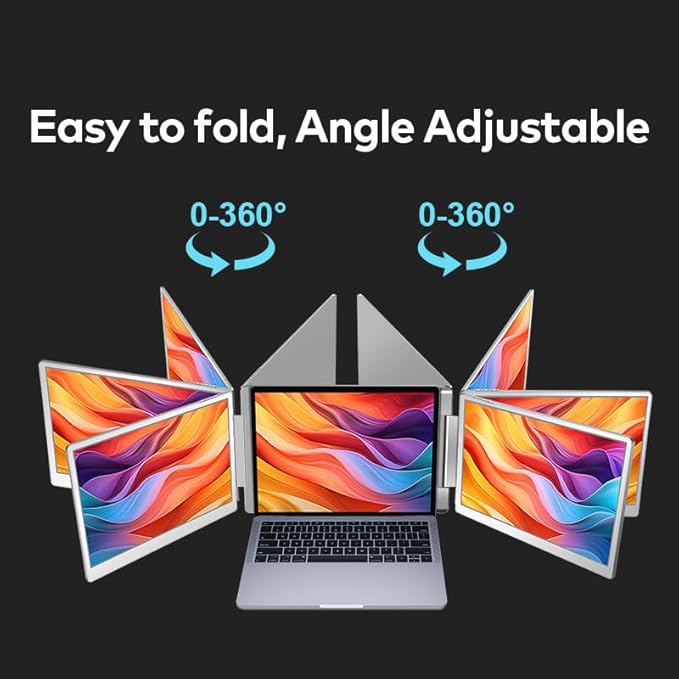 15.6" Laptop Screen Extender for Triple Display - FHD 1080P Portable Monitor For Laptop - Compatible with MacOS/Windows/Android - USB C Detachable Plug & Play Extended Screen for 12-17" Laptops
