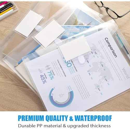 Sooez 50 Pack Plastic Envelopes File Folders, Clear