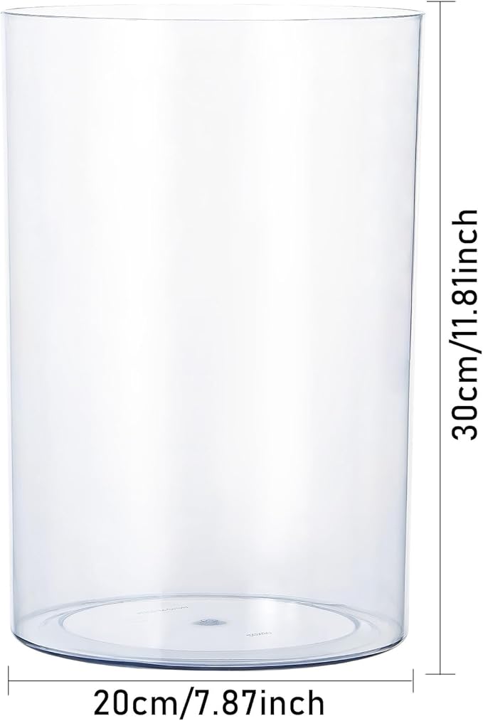 Acrylic Vase for Centerpieces, 7.9" x11.8" Clear Wide Mouth Flower Vase Cylinder Vases Round Plastic Vases for Home, Wedding Party, Decor, Flowers