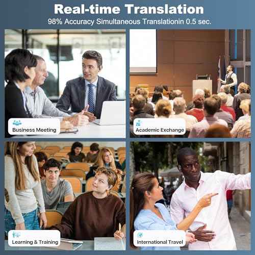 AI Translator Earbuds Real-time Language Translation Earphone 3-in-1 Translating Earbuds with 144 Languages & Accents, 16 Additional App Features fit iOS and Android for Travel and Business - Grey