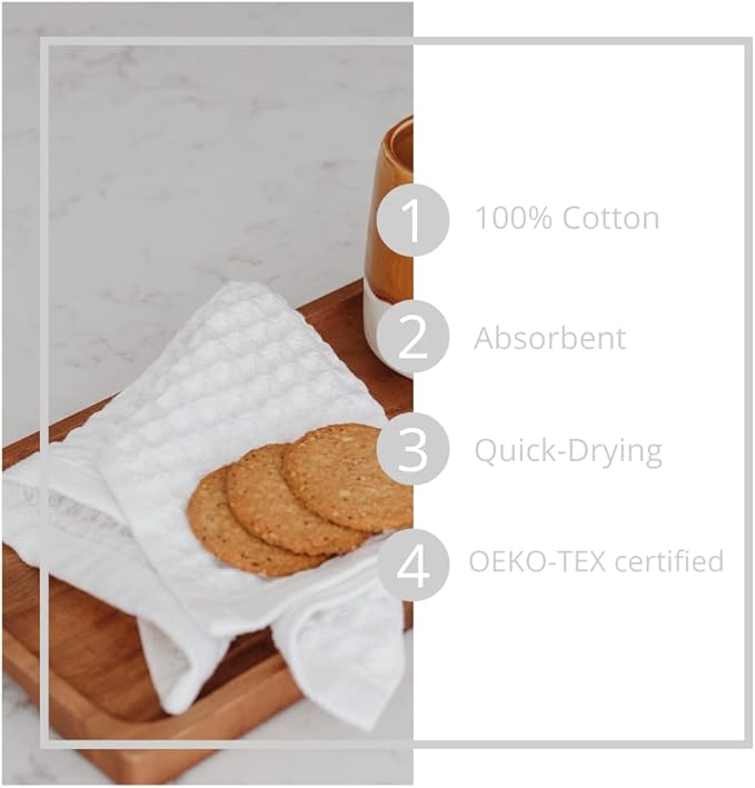 sea me at home Waffle Washcloths Set, 100% Turkish Cotton (Neutral)