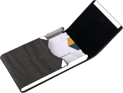 JuneLsy Business Card Holder Case - Professional PU Leather with Magnetic Closure | Black for Men & Women