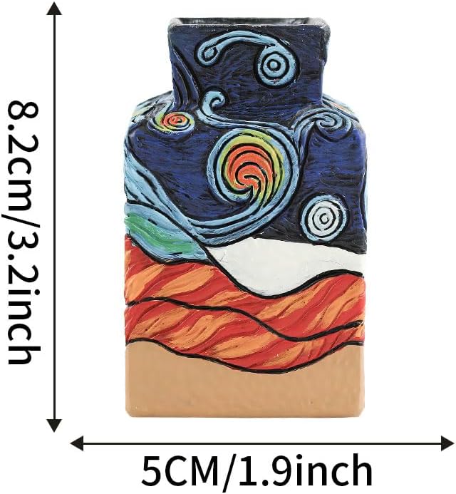 Starry Night Vase Plant Pot,Van Gogh Inspired Resin Flower Pot - Abstract Rainbow Planter with Artistic Brushstroke Design Stylish Art Flower Pot Unique Home Decor for Plants (3pcs)