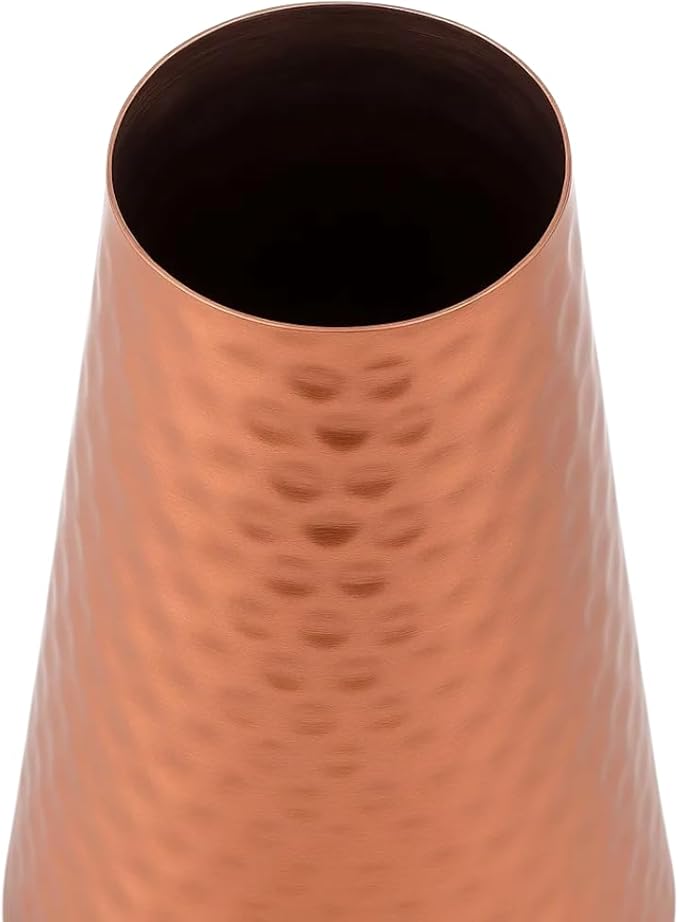 Copper Finish Iron Hammered Cone Flower Vase, 17″ H Rustic Modern Decorative Vase for Dried Flowers & Home Décor