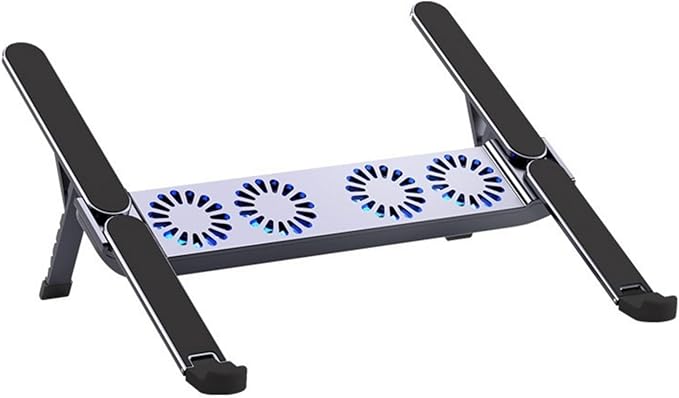 ANGESHA Foldable Laptop Cooling Pad with Quiet Fan and Adjustable Stand for 10-17inch Tablets Aluminum Alloy Design