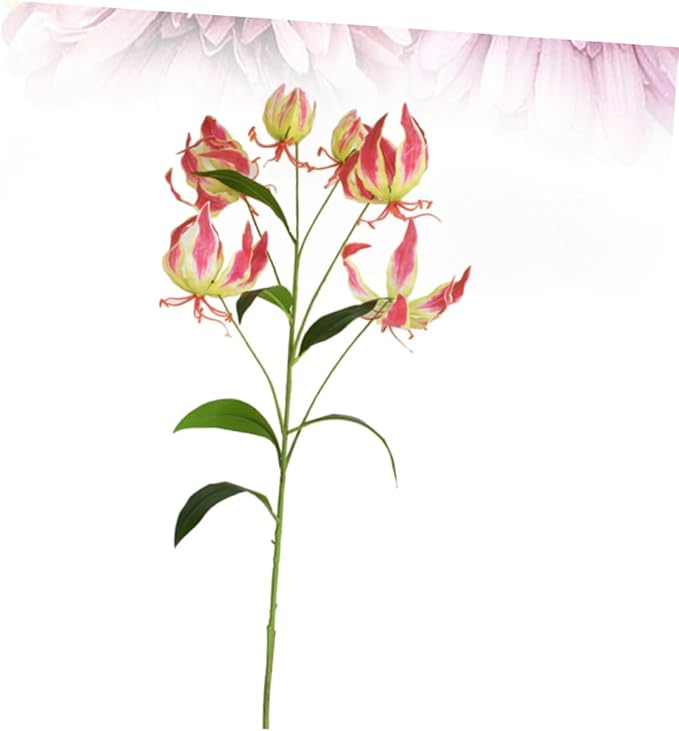 Simulated Lily Flower Artificial Bouquet Red Faux Flower Decorative Arrangement for Home Office Wedding Party Props and Vibrant Festival Decor