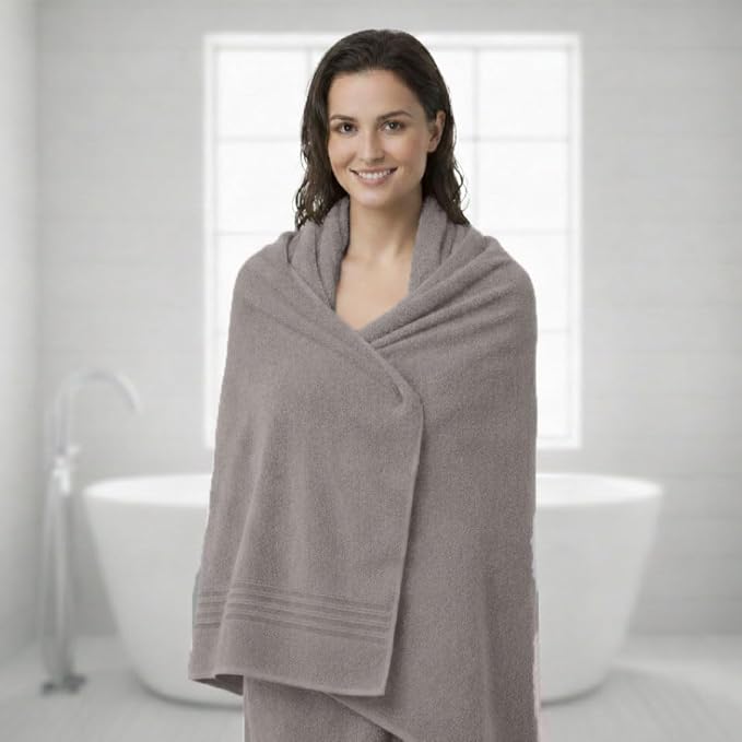 8 Piece Bath Towels for Bathroom - 100% Cotton, Soft Absorbent Bathroom Towels Set - 2 Extra Large Bath Towels, 2 Hand Towels & 4 Washcloths - Hotel Spa Thick Plush Towel, Silver Gray