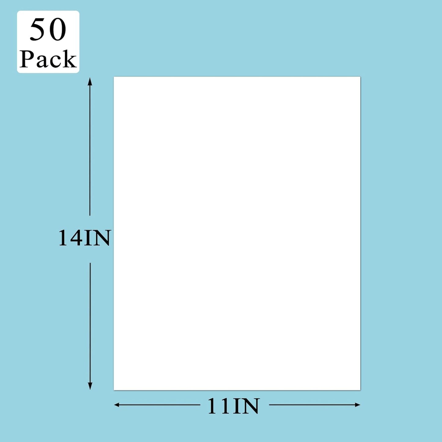 White Poster Boards - 50 Sheets of Heavyweight 300GSM Paper | 11"x14" for Art Displays & School Projects