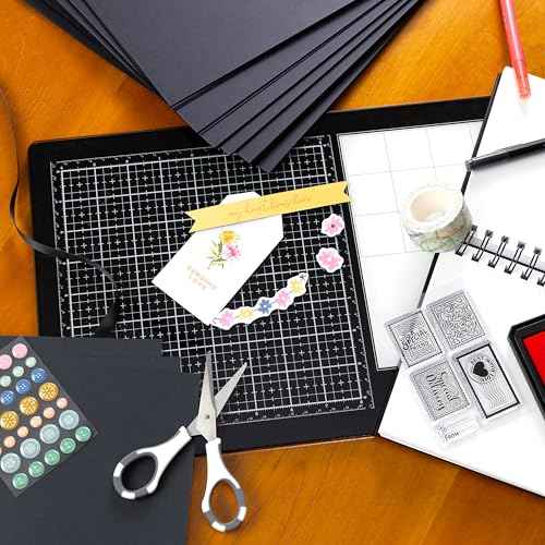 Cardstock 12 x 12 Paper Pack - 110 lb Card Stock for Crafts, Cardmaking, Scrapbooks - 50 Heavyweight Double Sided Sheets - Solid Core, 300 GSM, Midnight Black