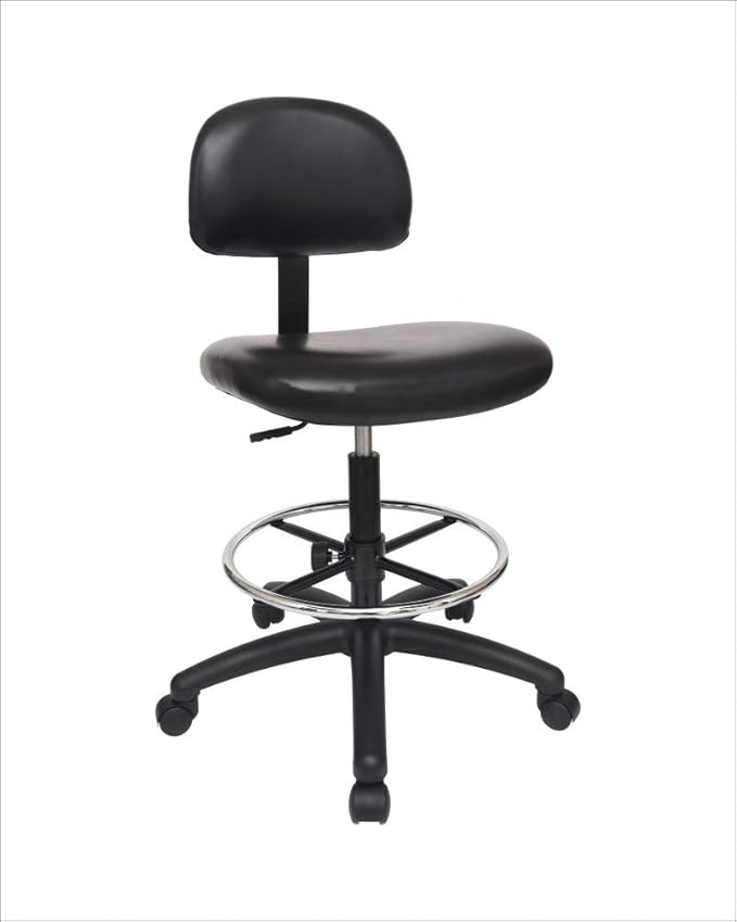 Chair Master - Medium Bench Height Task Chair for Labs, Exam Rooms, Doctor and Dentist Offices. Easy to Clean! 19.5"-27.5" Seat Ht. (Medium Bench Height, Black)