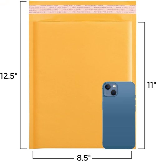 Fuxury Kraft Bubble Mailers - 8.5x12 Inch Self-Seal Padded Envelopes | 100 Pack, Strong Adhesion, Yellow