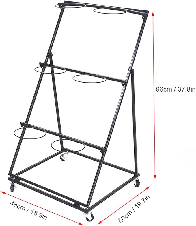 Decorative Flower Display Stand with Buckets for Cut Flowers, Heavy Duty Rolling Plant Stand on Wheels, Indoor Outdoor Flower Cart Ladder Shelf for Florist, Garden, Patio (3 Tier 6 White Bucket)