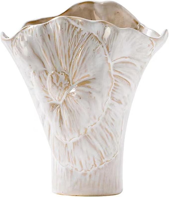 White Ceramic Decorative Vase,Cute Small White Flower Vase for Home Decor,Nordic Modern Boho Ins Style Decorative Ceramic Aesthetic Vases for Flowers