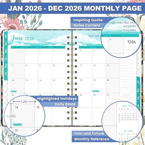 2026 Planner - 6.4" x 8.5", 2026 Calendar/Planner Weekly and Monthly, JAN.2026 - DEC.2026, Weekly Monthly Planner 2026 with Tabs, Hardcover, Elastic Closure, Back Pocket