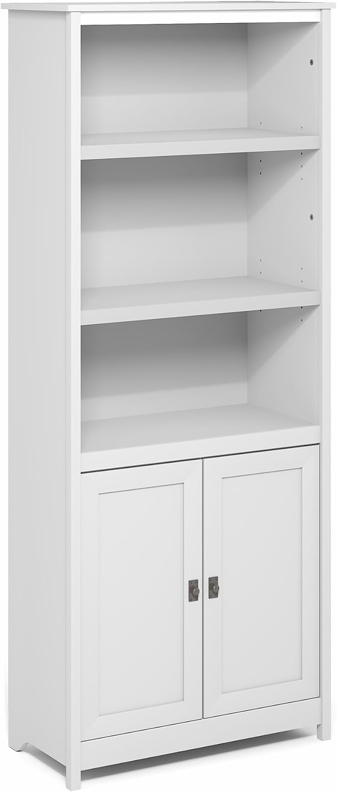 Furinno Robin Storage Cabinet, Pantry Cabinet with 3-Tier Adjustable Shelves with 2 Door Cabinet, 30W, Kitchen Organizer Cabinet, Organization and Storage, for Pantry, Living Room, Home Office, White