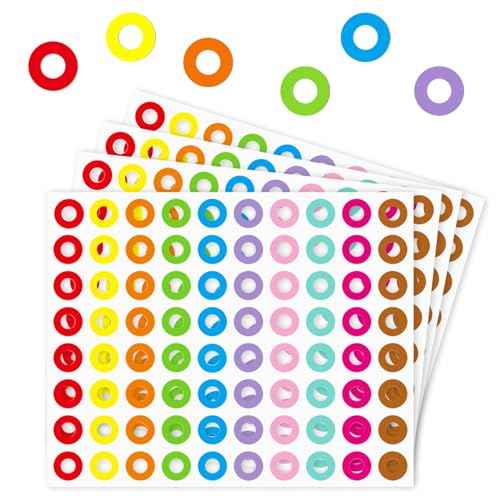 Hole Reinforcement Stickers Labels,10colors,Pack of 1440