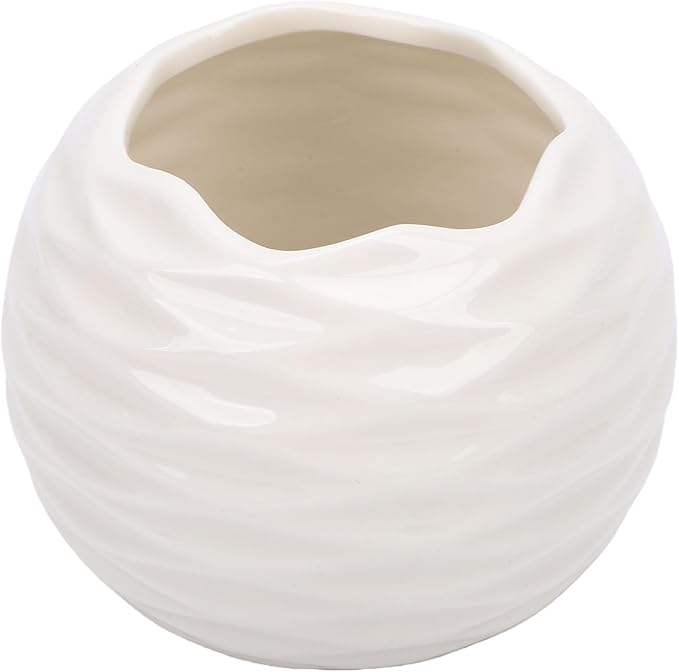 AMONIDA Ceramic Scented Candle Holder, Handcrafted Nordic Lightweight Decorative Centerpiece, Candle Tea Light Holder with Versatile Minimalist Design, Ideal for Living Room Table (White)