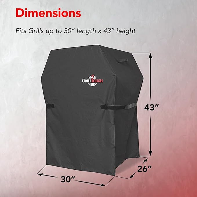 GrillTough Heavy Duty BBQ Grill Cover for Outdoor Grill, 30 Inch – Waterproof, Weather Resistant, UV & Fade Resistant with Adjustable Straps – Gas Grill Cover for Weber, Charbroil, etc. Charcoal