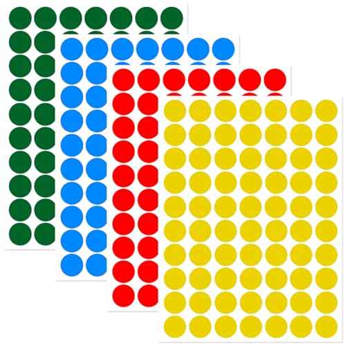 HUKONHEP 2800 PCS Dot Stickers, 3/4 Inch Round Colored Dot Stickers Labels - 4 Assorted Colors, for Office, School, Moving, Home(Red, Blue, Yellow, Green)