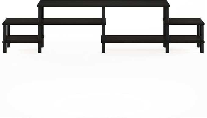 Furinno TURN-N-TUBE TV Stand, 3-Tier Open Design Entertainment Center, Open Shelf TV Console for TV up to 55 Inch, Toolless Assembly, for Living Room, Bedroom, Espresso