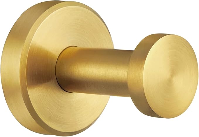 APLusee Brushed Dark Gold Towel Hook for Bathroom, 304 Stainless Steel Round Towel Hanger, Heavy Duty Wall Hook for Kitchen Garage Wall Mounted