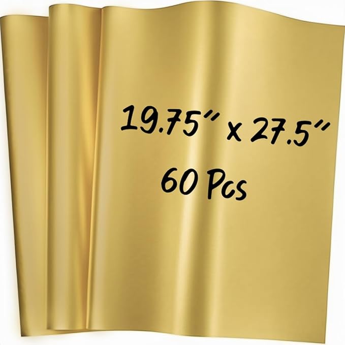 SANZIX Metallic Gold Tissue Paper for Gift Bags- 60 Sheets 19.75" x 27.5"- Gold Christmas Wrapping Paper - Christmas Tissue for Gifts Wrap, Weddings, Birthdays, Holiday & Xmas Decorations