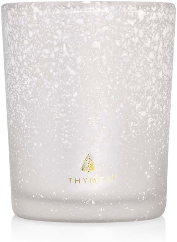 Thymes Frasier Fir Flocked Jar Candles – Holiday Scented Candles for Home with Notes of Crisp Siberian Fir, Cedarwood & Sandalwood – Luxury Home Decor Gifts for Women & Men (Votive, 2 oz)