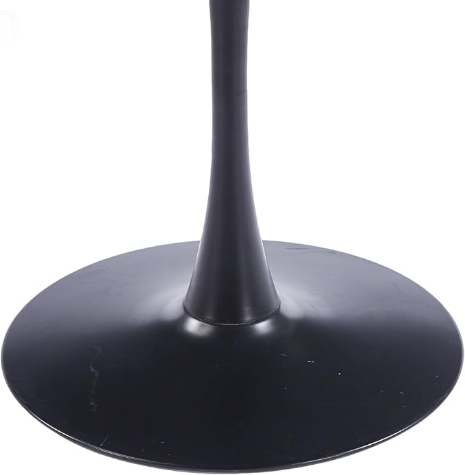 KEIKI 42.1" Round Dining Table, Mid Century Modern Bistro Table with Thickened MDF Tabletop & Metal Pedestal, for 4-6 People, Small Places, Cafe, Kitchen, Living Room, Faux Marble Black
